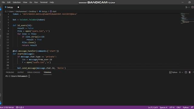 شرح مكتبة TeleBot الحلقه الرابعه #Save_User_Id . смотреть онлайн