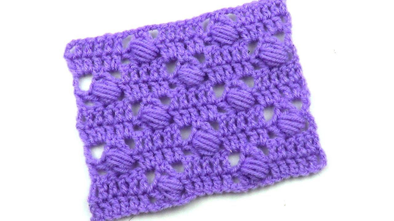 Узор с повернутыми пышными столбиками Crochet pattern with turn puff stitchs смотреть онлайн