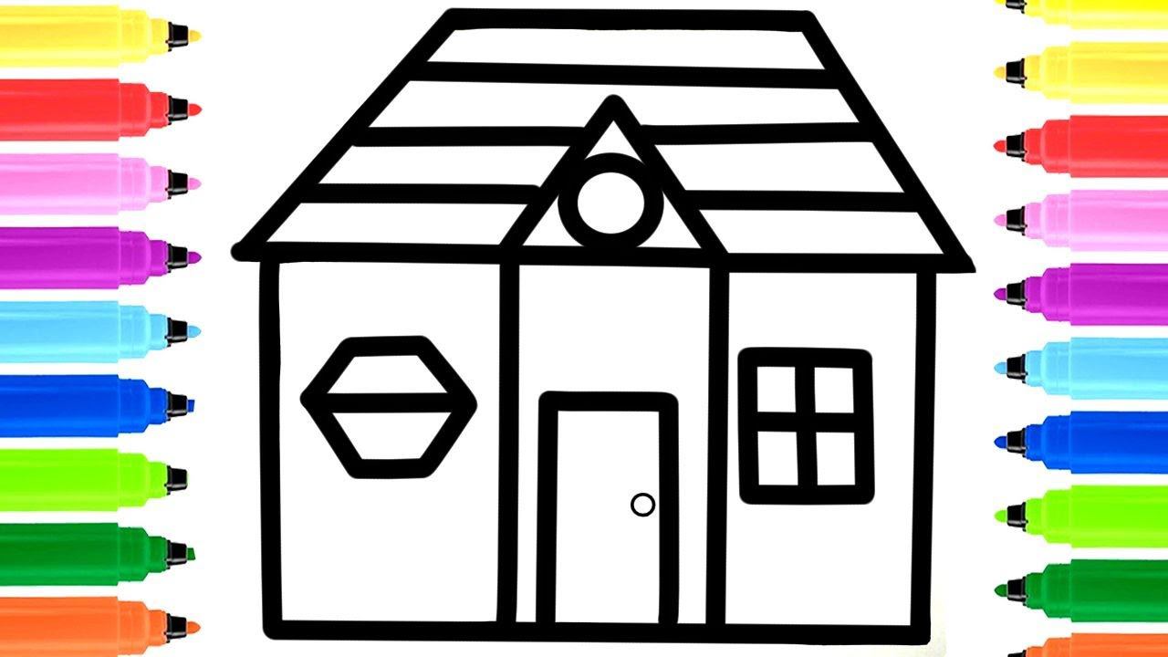 How to draw a house made of geometric shapes for children/Cara menggambar rumah untuk anak-anak смотреть онлайн