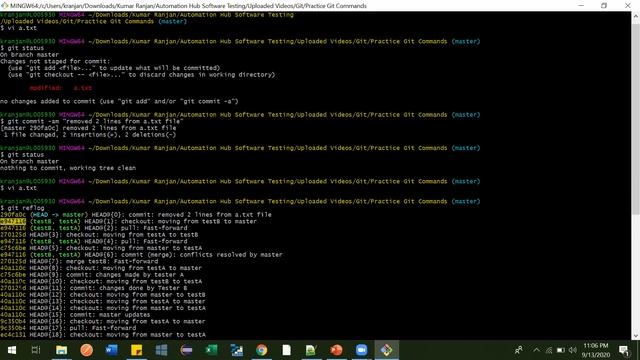 9 Reverting Changes in git using git reset command смотреть онлайн