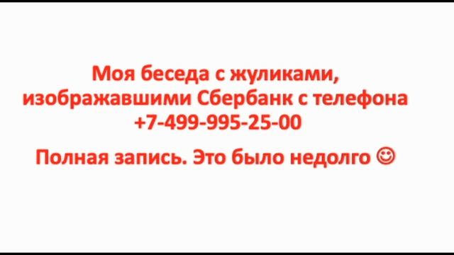 Моя беседа с жуликами, изображавшими Cбербанк с номера +7-499-995-25-00 смотреть онлайн
