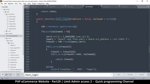 #29 PHP Ecommerce website development | Limit admin access 2 | MVC OOP - Quick programming смотреть онлайн