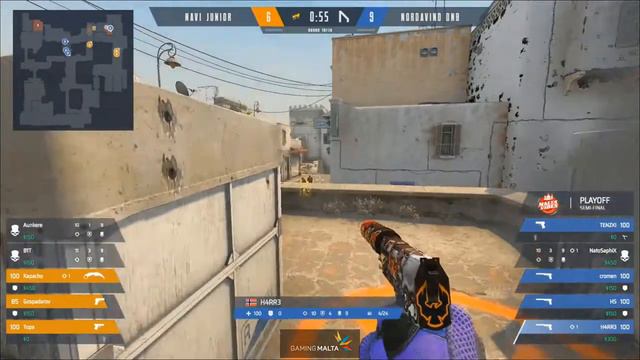 Нарезка NAVI Junior vs NORDAVIND de_dust2 очень напряженная игра смотреть онлайн