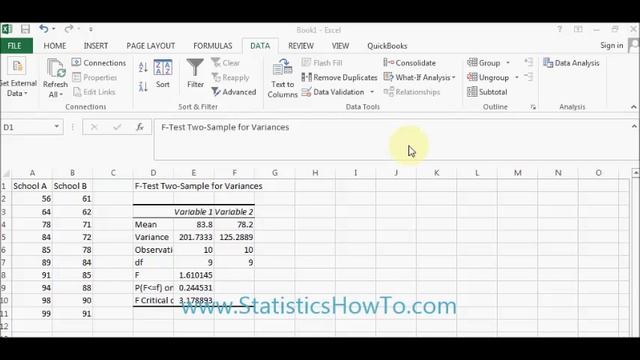 How to run a two sample f test in Excel 2013 смотреть онлайн