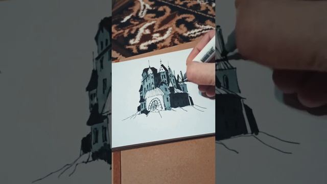 замок и первый снег. линер,маркеры. смотреть онлайн