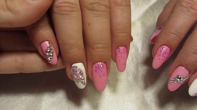 Коррекция, гель лак, блёстки, овальные ногти, Swarovski, Swarovski pixie, фианиты смотреть онлайн