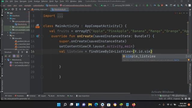 LISTVIEW ANDROID STUDIO | KOTLIN LISTVIEW | ANDROID KOTLIN LIST VIEW | KOTLIN TUTORIAL FOR BEGINNER смотреть онлайн