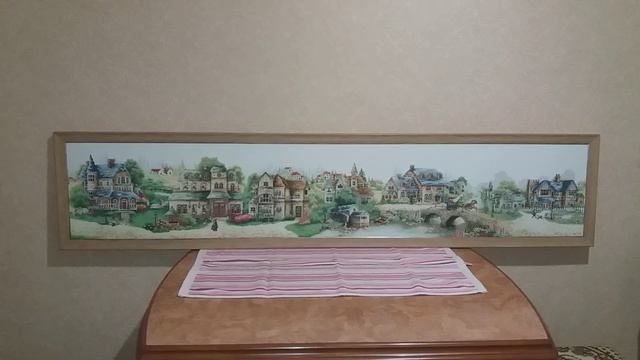 DOME - Зеленая деревенька. Оформленная работа. Вышивка крестом. смотреть онлайн