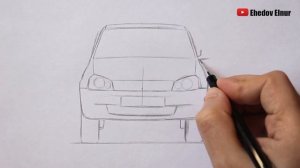 Как нарисовать машину ЛАДА КАЛИНА | Учимся рисовать легко