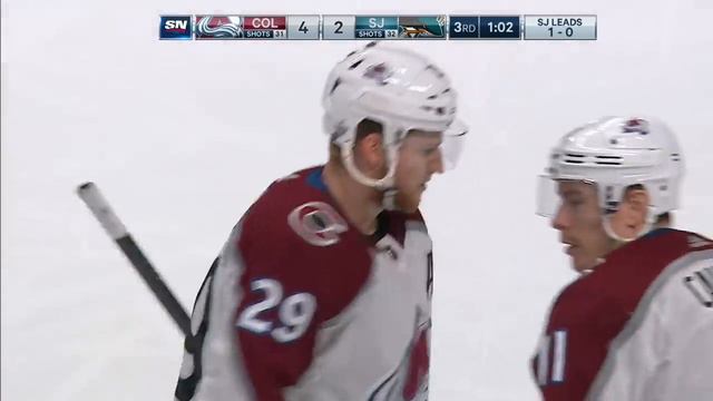 Sharks’ Brent Burns Crushes Matt Calvert, Allows Nathan MacKinnon To Score Empty-Netter смотреть онлайн