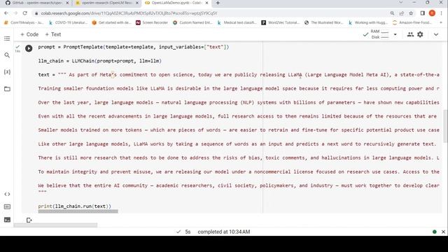 Using OpenLLaMA 7B LLM with HuggingFace and LangChain Text Summarization Collab Tutorial смотреть онлайн