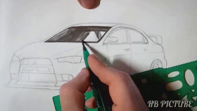 Рисуем машину Mitsubishi Lancer. смотреть онлайн
