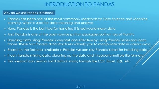 Introduction to Pandas | What is Pandas? | Features | Applications of Pandas | Pros & cons of Panda смотреть онлайн