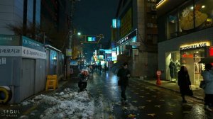 Walking In The Rain Gangnam Street at Night