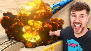 Поезд VS Огромная Яма, Но Только Взрывы! @MrBeast