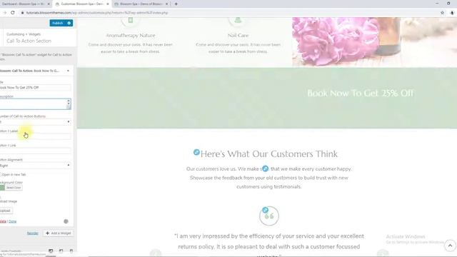 How to add Call to Action Section | Blossom Spa WordPress Theme смотреть онлайн