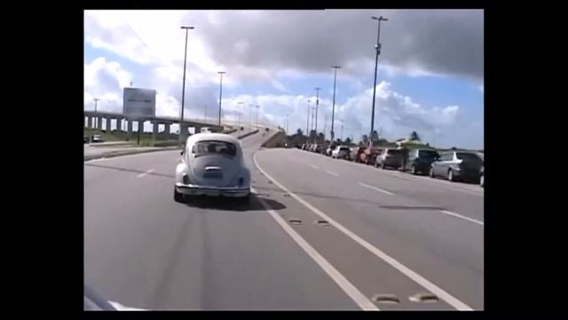 Classic 70's VW Bug Ratlook On Brazilian Highway Engine Sound