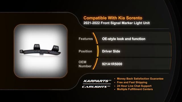 For Kia Sorento 2021 2022 Front Signal Marker Light Unit Driver Side | CAPA | Partslink # KI1084100