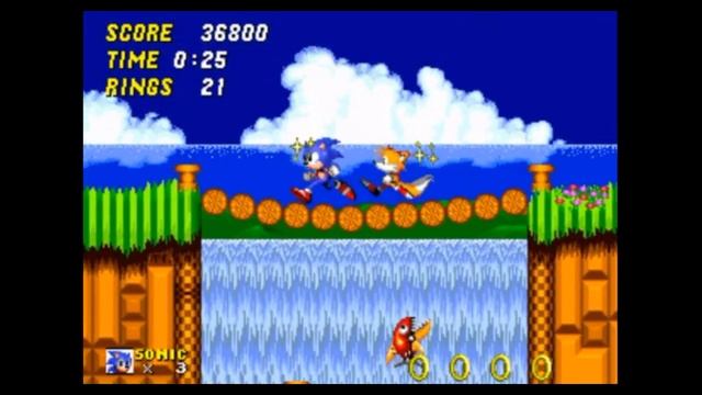 Sega Mega Drive 2 (Smd) 16-bit Sonic The Hedgehog 2 part Stage 1, Emerald Hill