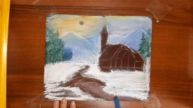 Draw a winter landscape with pastel, Рисуем пастелью зимний пейзажパステルで冬の風景を描く смотреть онлайн
