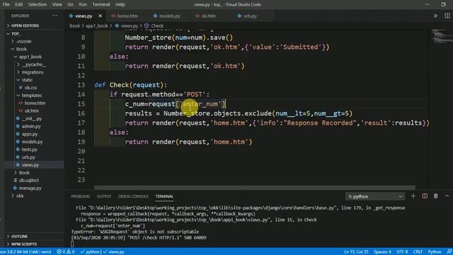 'WSGIRequest' object is not subscriptable error solved in Django смотреть онлайн