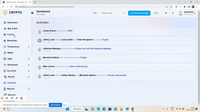 Bootstrap 5 CRYPTO Free Admin Dashboard Template 6 смотреть онлайн