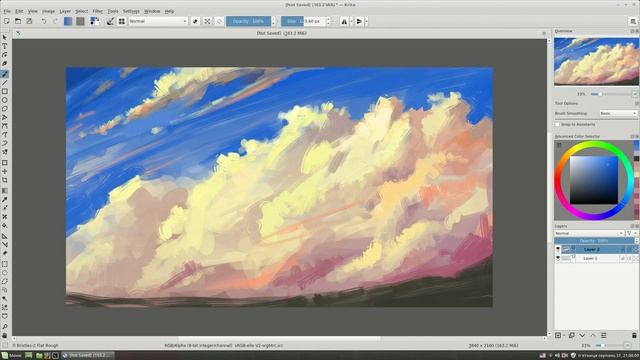 Сloudscape. Speed painting with Krita. смотреть онлайн