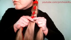 Плетение Кос Видео уроки 2014: Коса с Лентой. Weaving braids video tutorials: braid with a ribbon.