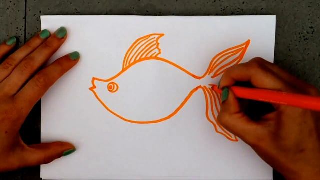 How To Draw Fish - Как нарисовать золотую рыбку - Como Desenhar