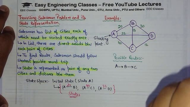 L43: Travelling Salesman Problem | State Representation in Artificial Intelligence with Solution смотреть онлайн