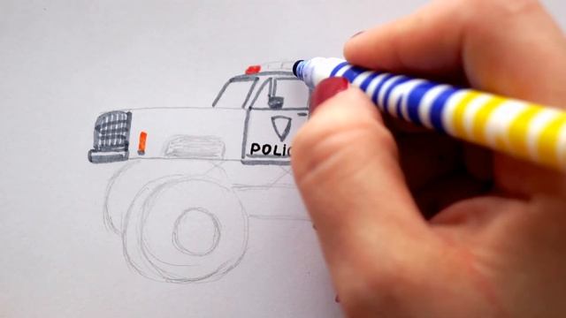 Polizeiauto zeichnen - How to draw a police car Jeep - Special Officer - Рисуем полицейский джип смотреть онлайн
