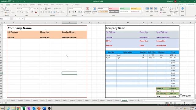 How To Create Bill / Invoice Template In Excel (Hindi) एक्सेल में बिल कैसे बनाये смотреть онлайн