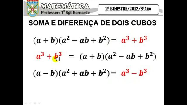 FATORAÇÃO - QUADRADO PERFEIRO E SOMA DE DOIS CUBOS - CMSM смотреть онлайн