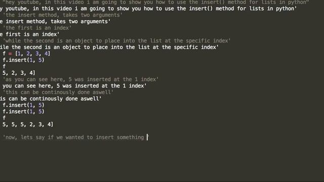 Insert() method for Python Lists смотреть онлайн
