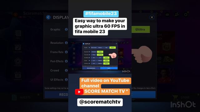 FIFA MOBILE 23 easy way to change graphics Ultra 60 fps #fifamobile #fifa23 #scorematchtv смотреть онлайн
