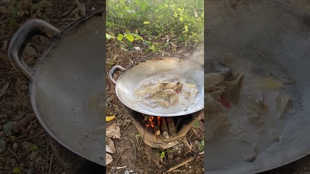 Banana Flower Soup At Rice Field #countryside #satisfying #primitiveliffe #chickenrecipes