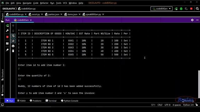 Voice Interactive Excel Bill Generator (xlsx) Using Python смотреть онлайн