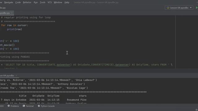 Lesson 64 pyodbc. Python Programming. смотреть онлайн