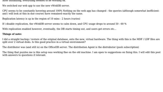 SQL Server - VMWare Install - Transactional Replication causing 100% CPU смотреть онлайн