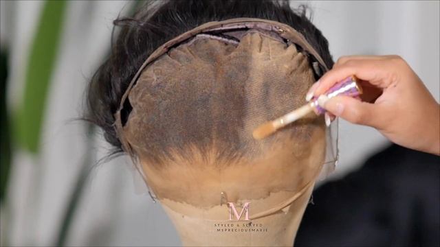 How to Glue BACK of Wig | Real Scalp WITHOUT Bleach | Natural Textured Lace Wig смотреть онлайн