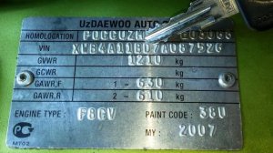 Паспортные данные Daewoo Matiz 0.8L-1.0L МКПП и АКПП расшифровка VIN