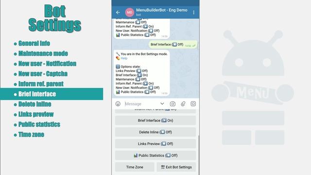 Menu Builder [EN] - 10 - Admin: Bot Settings [Bots Constructor Telegram] смотреть онлайн