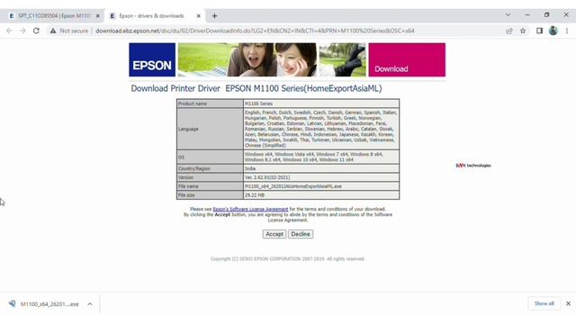 Epson M1100 Printer Driver Download & Installation In Windows 10 ll മലയാളം смотреть онлайн
