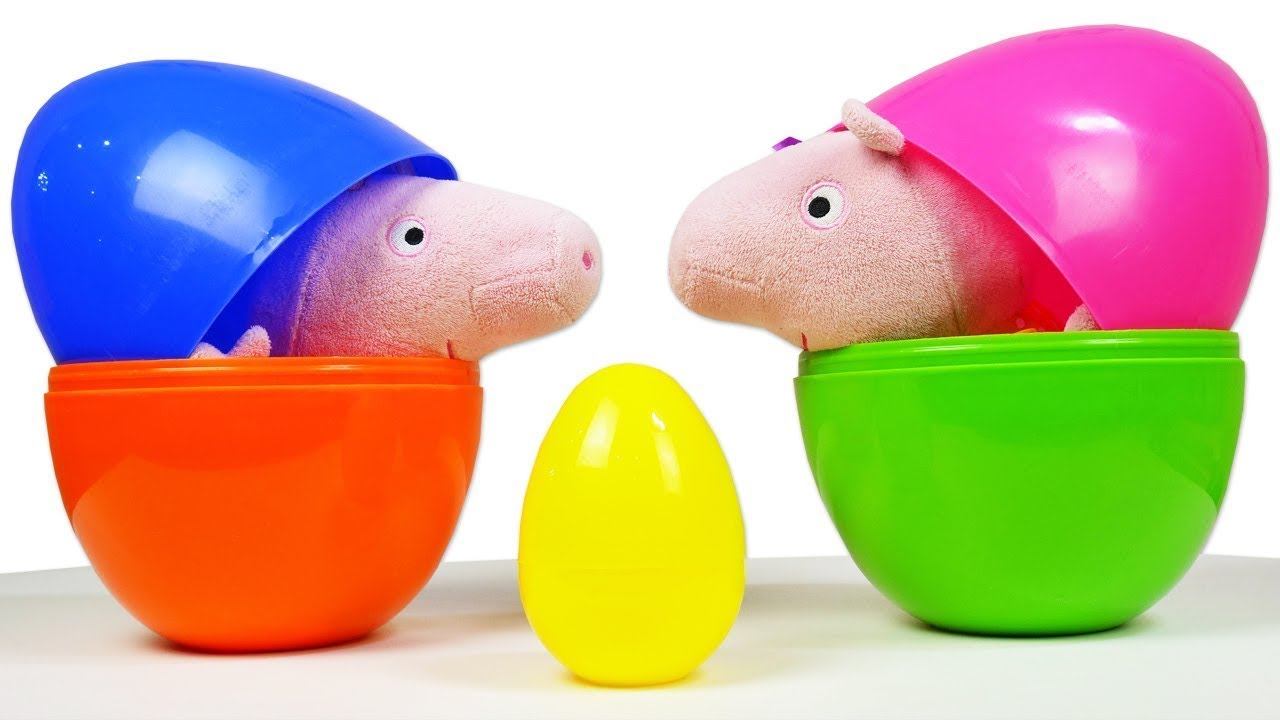 Свинка Пеппа, Джордж и большие яйца - смешные видео про игрушки Свинка Пеппа смотреть онлайн