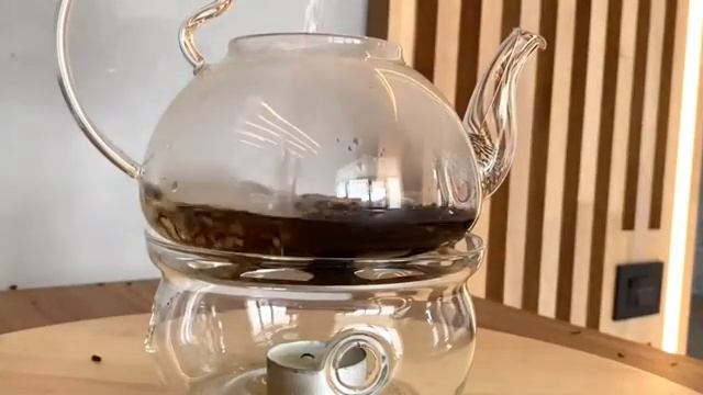 Стеклянный заварочный чайник 600 мл с подставкой очаг смотреть онлайн