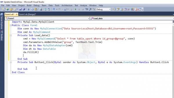 Visual basic .net: How to update all data from datagridview to MySql database at once