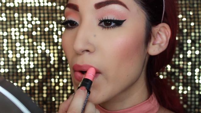 Modern 1970s Peach Makeup, Hair, And Outfit