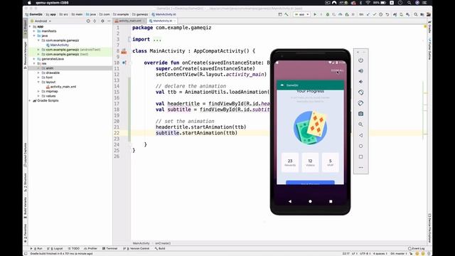 UI Animation Using Kotlin Android Studio Tutorial