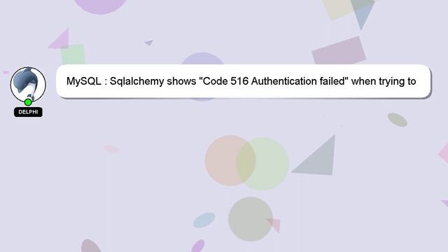 MySQL : Sqlalchemy shows "Code 516 Authentication failed" when trying to connect to clickhouse db смотреть онлайн