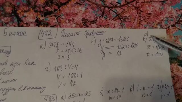 480, 481, 482, 483, 484, 485 Математика 5 класс. Уравнения, длинные примеры, Задачи